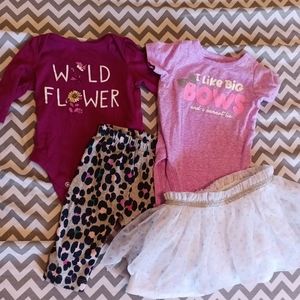 Baby Gap 0 3 6 Months Girls Love You Top & Fleece Lined Jeans